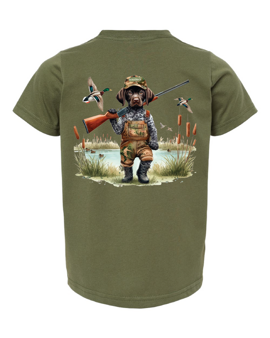 Dog With Shotgun Kids Tee