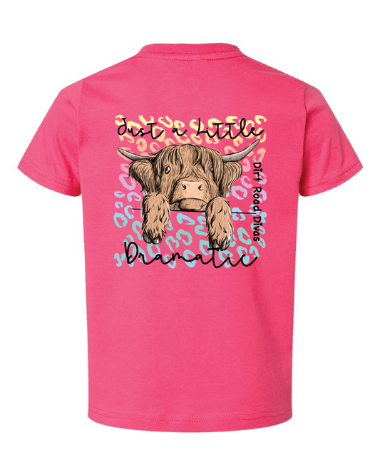 Girls hot pink highander cow tee 