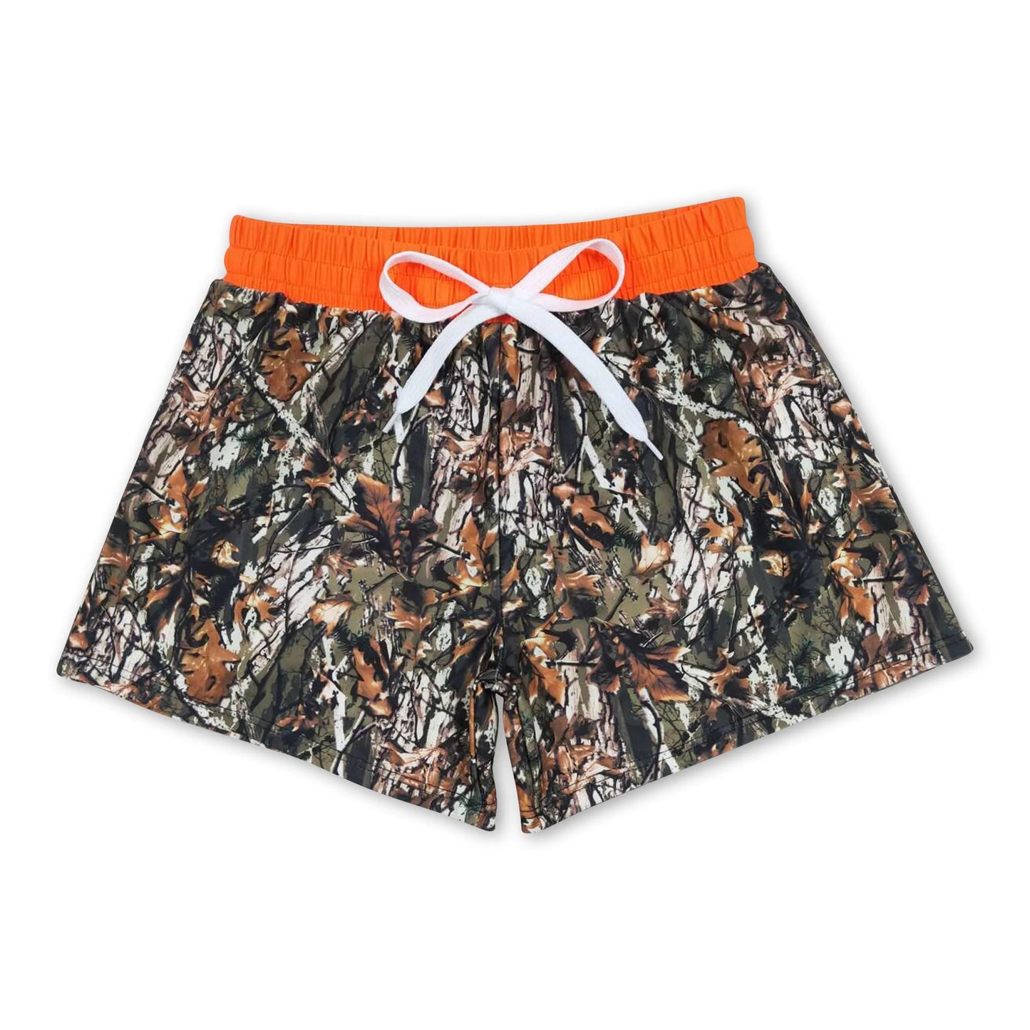 Orange Camo Swim Trunks